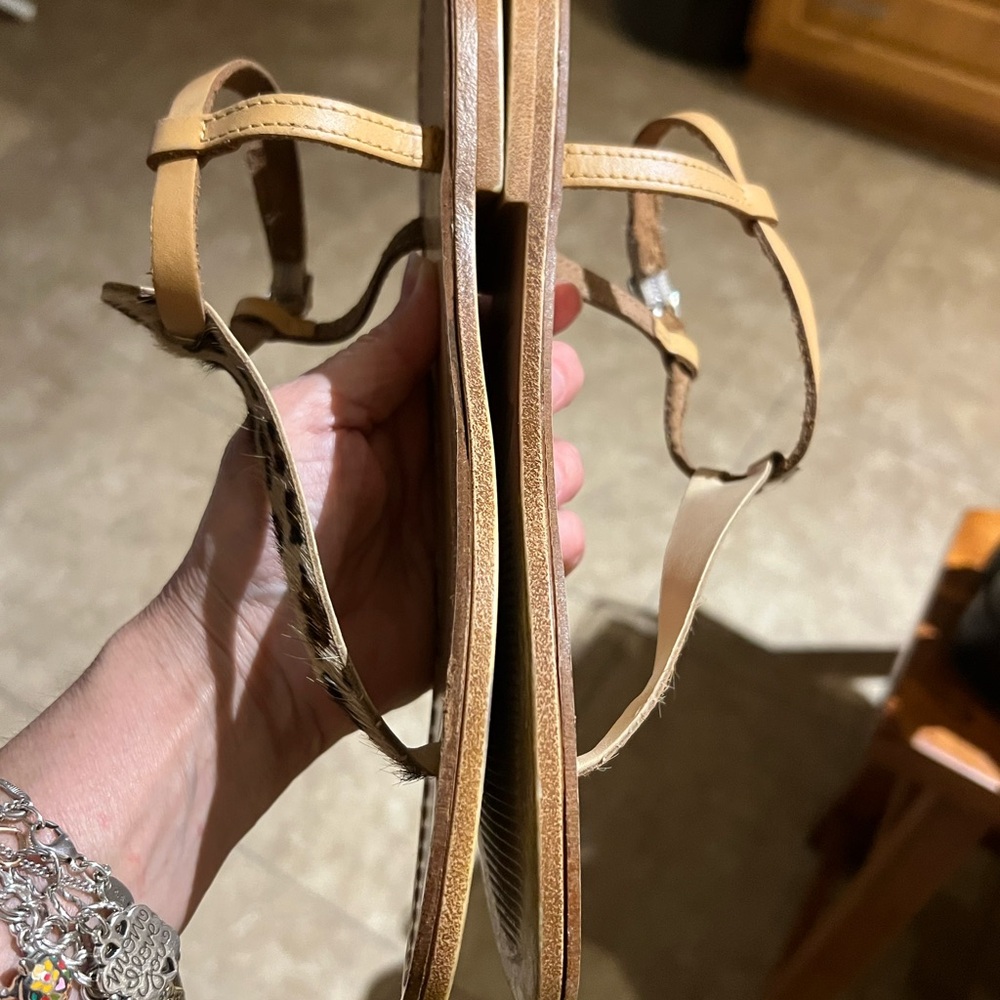 Leopard Print Leather Sandals - image 4